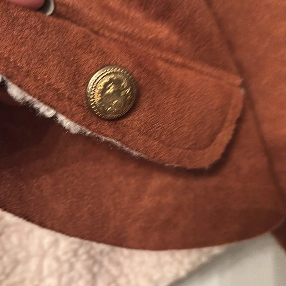 Like New Faux Suede Teddy Lined Crop Jacket - Picture 6 of 7